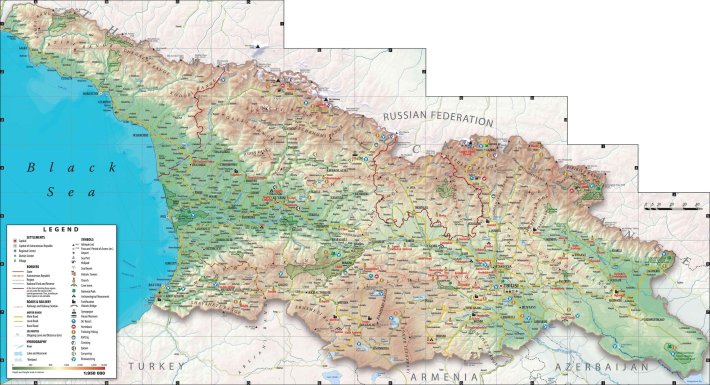 Физическая карта грузии