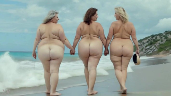 Толстые женщины на пляже