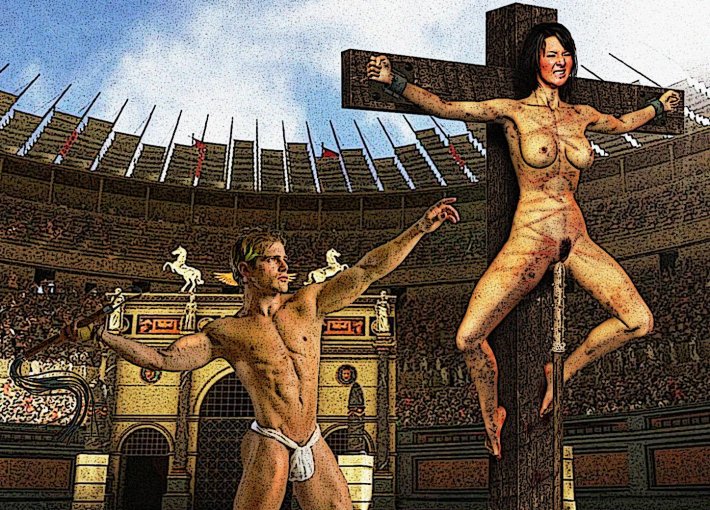 Пытки девушек распятие