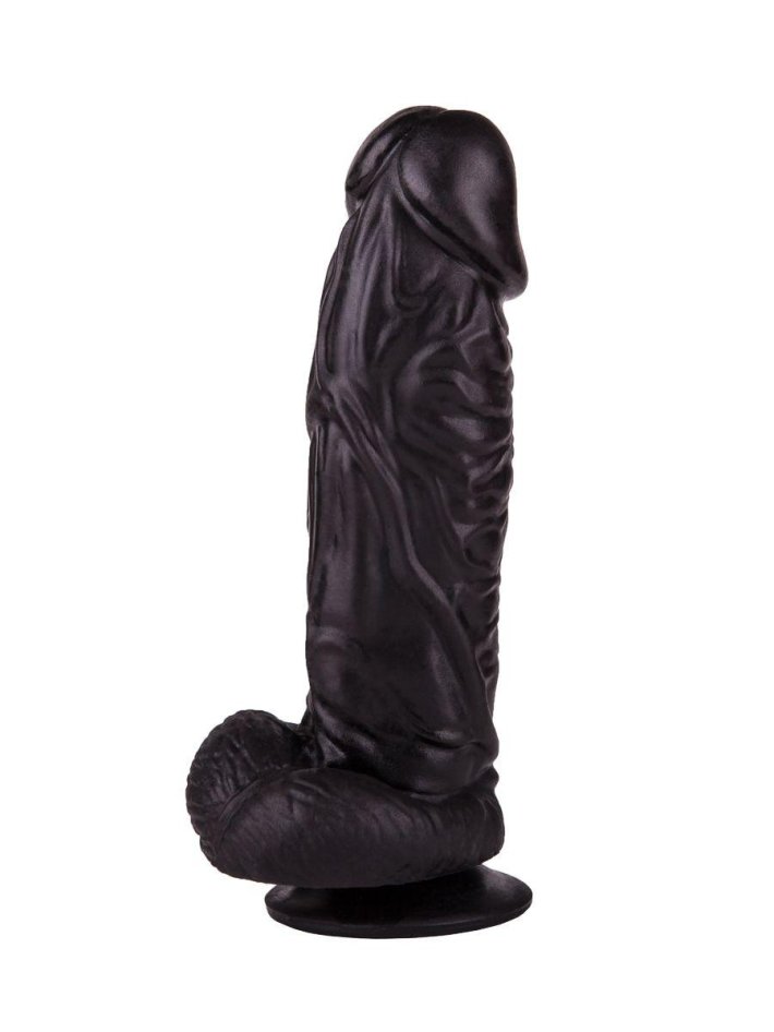 Большой чёрный фаллоимитатор на присоске