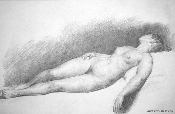 Рисунок голая натурщица