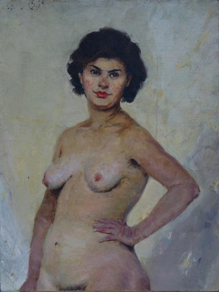 Голая натурщица и художник