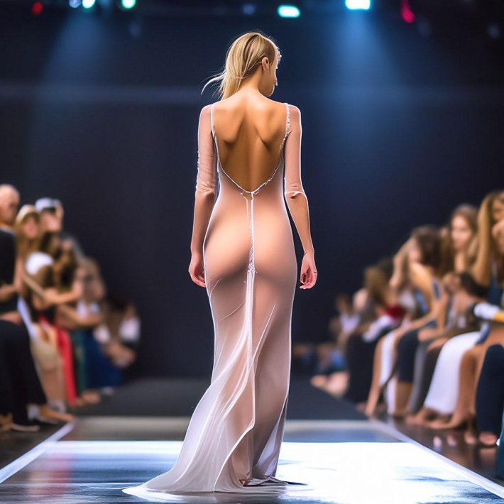 Голая модель на подиуме