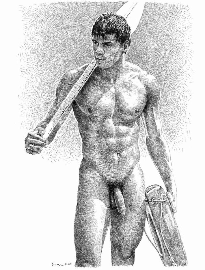 Рисунки голых мужчин с членом