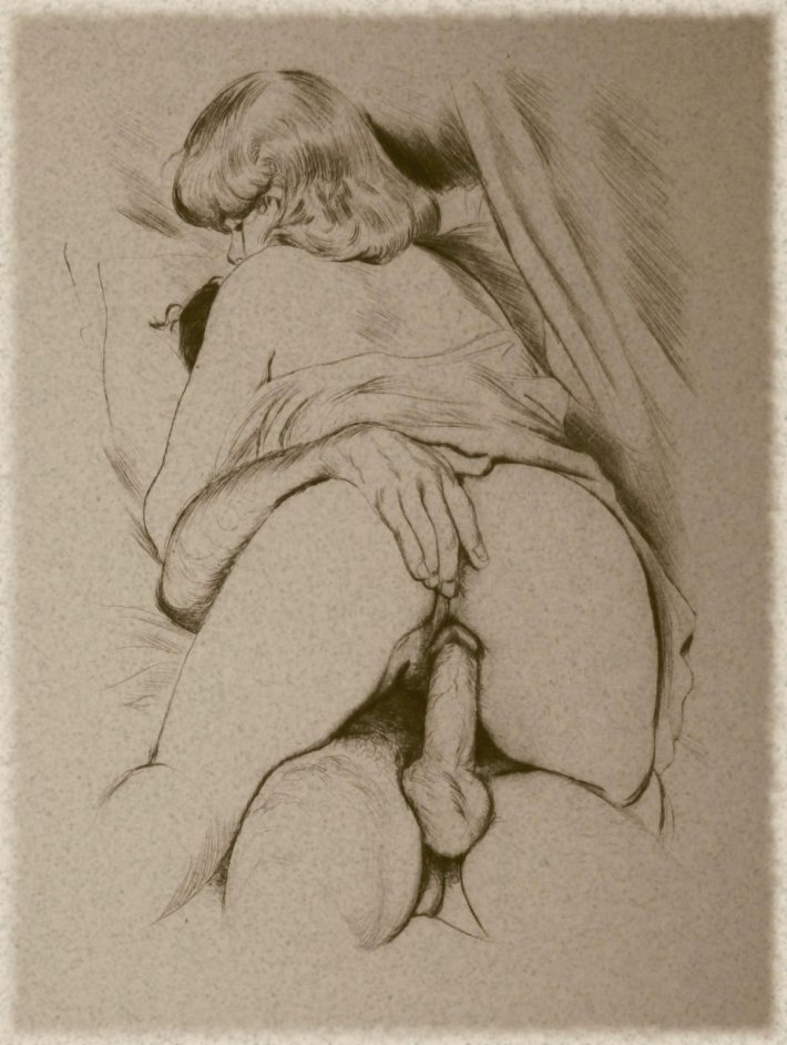 Рисунок ретро целование вагины