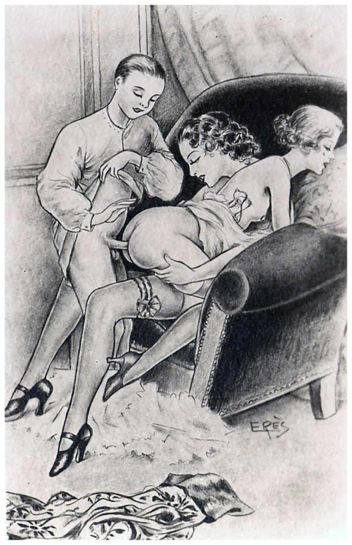 Рисунок ретро целование вагины