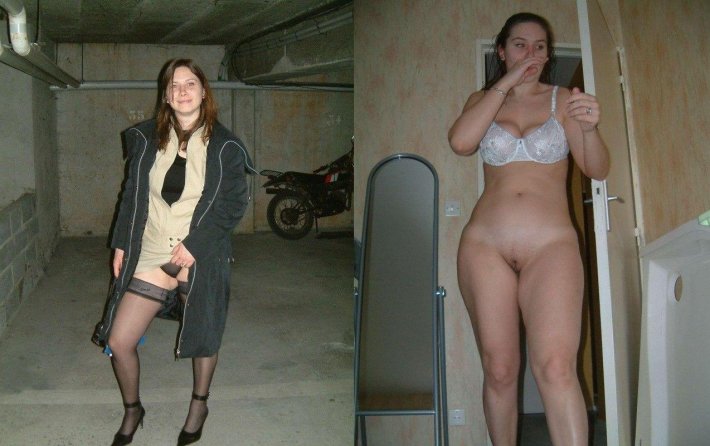 Жена в одежде и без одежды