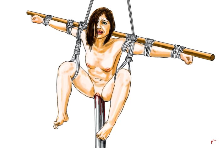 Девушку сажают на Кол бдсм