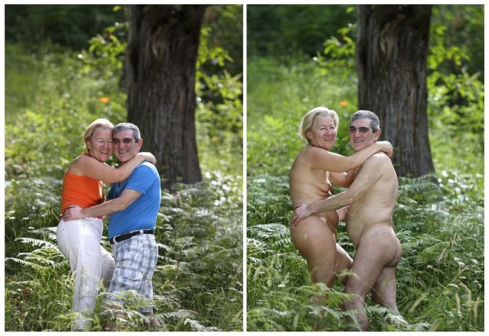 Семейные пары на природе голышом