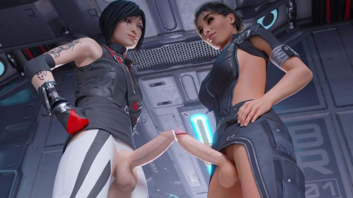 Фэйт Коннорс и Лара Крофт blowjob